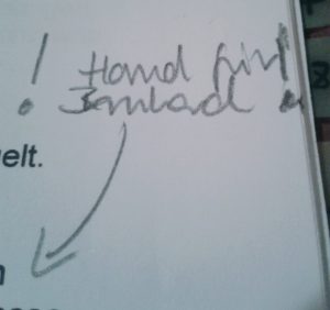 Regieanweisung Hand für Bernhard