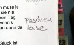 Regieanweisung Flaschen leise